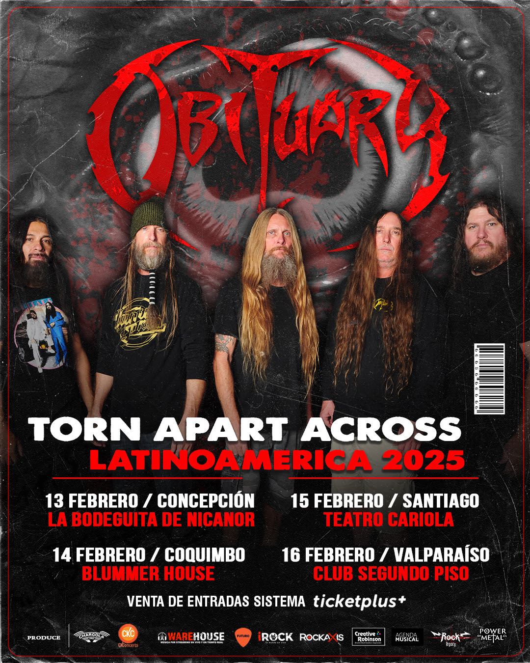 Obituary confirma cuatro presentaciones en Chile para febrero
